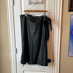 The Drop Black Faux Leather Wrap Skirt Goth Event Night Date Night